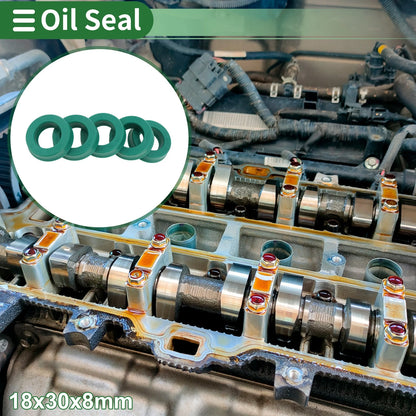 Oil Seal 18x30x8mm TPU Rotary Shaft Seal High Pressure Green 5 Pcs for Car