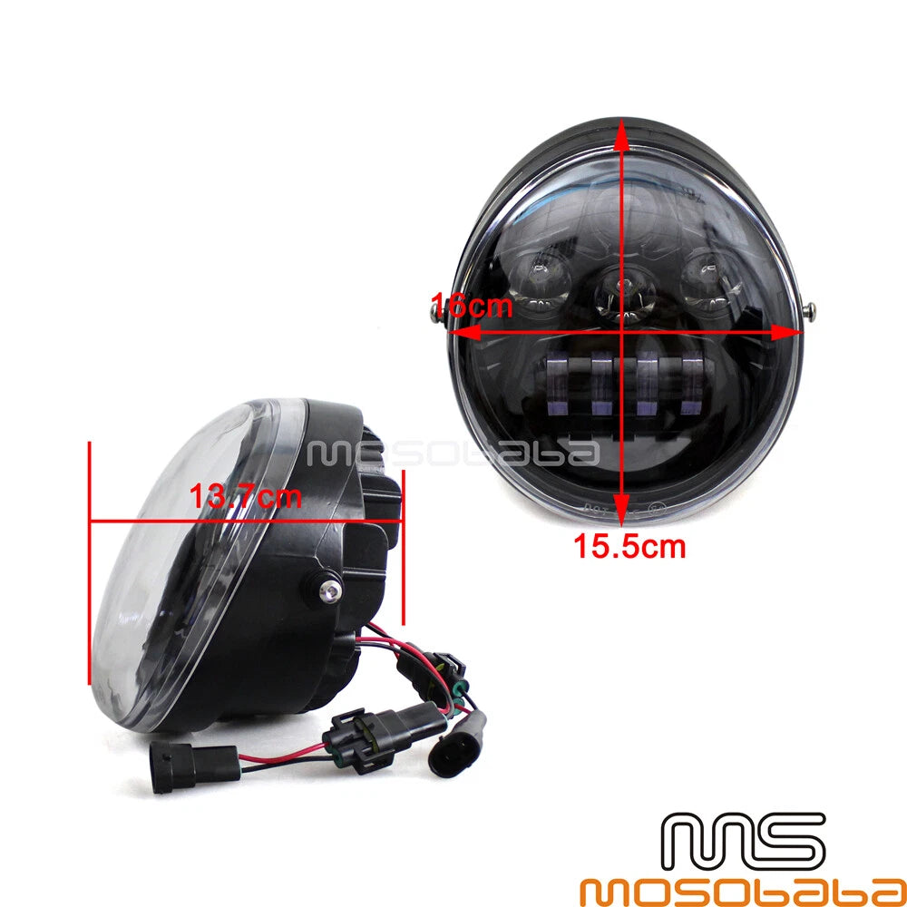 Chrome LED Projector Headlights for Harley VRSC VRSCA VRSCAW VRSCB (2002-2017)