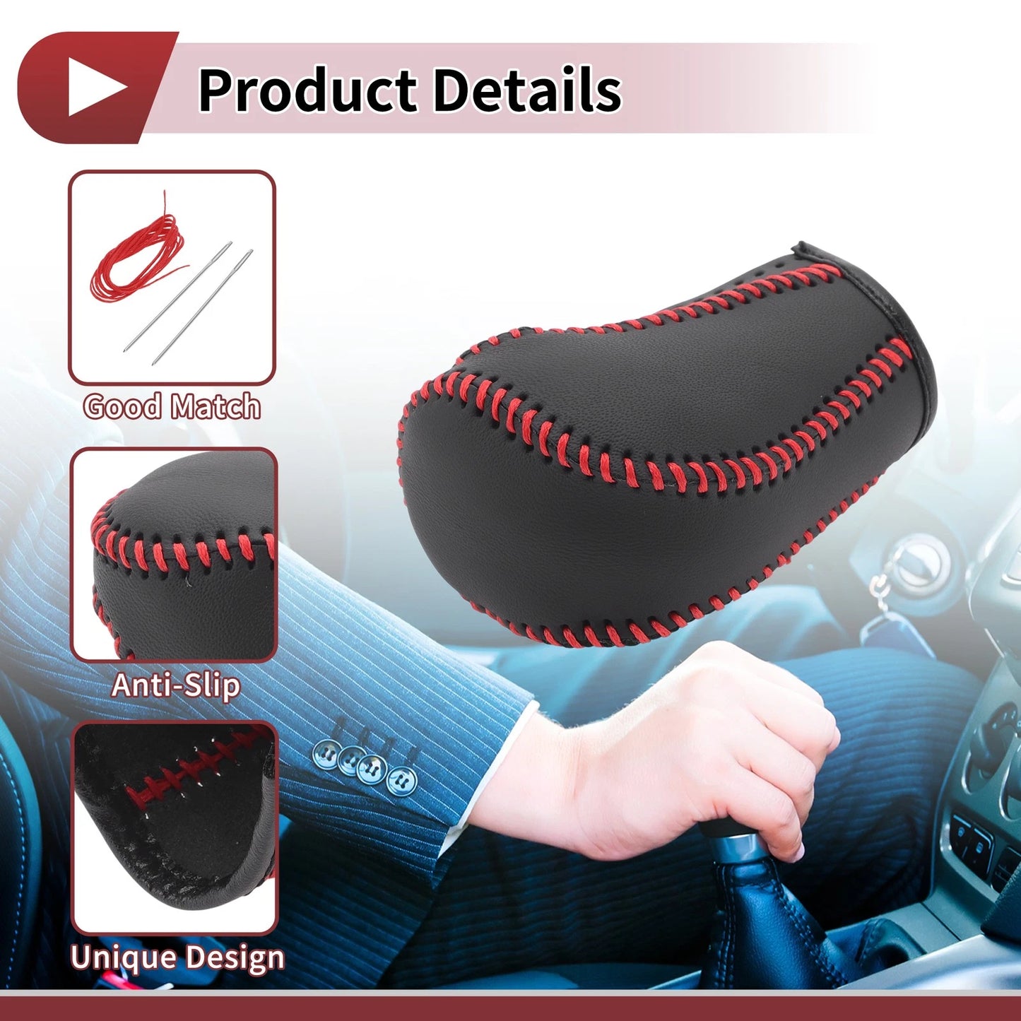 Car Gear Shift Knob Cover for Mazda CX-5 (2013-2014) Black Red