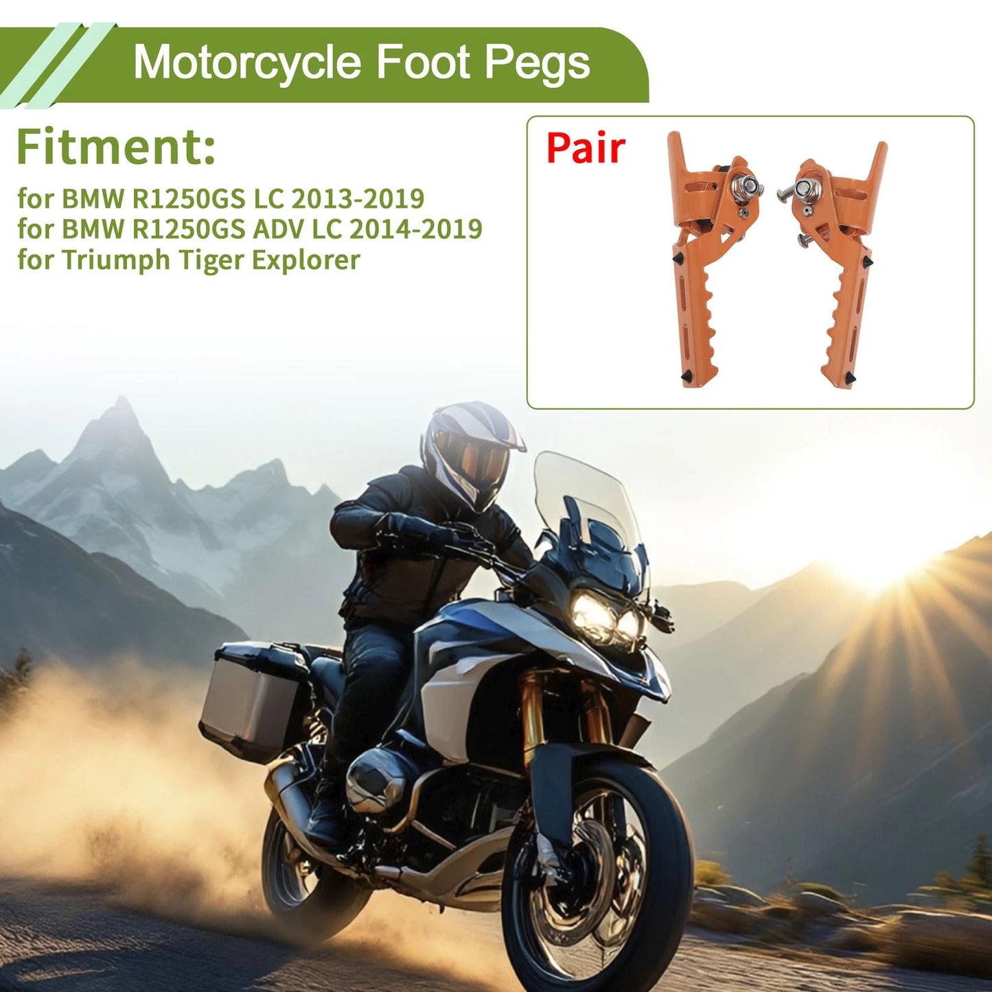 Foot Pegs Orange Front 1 pair for BMW R1250GS LC (2013–2019)