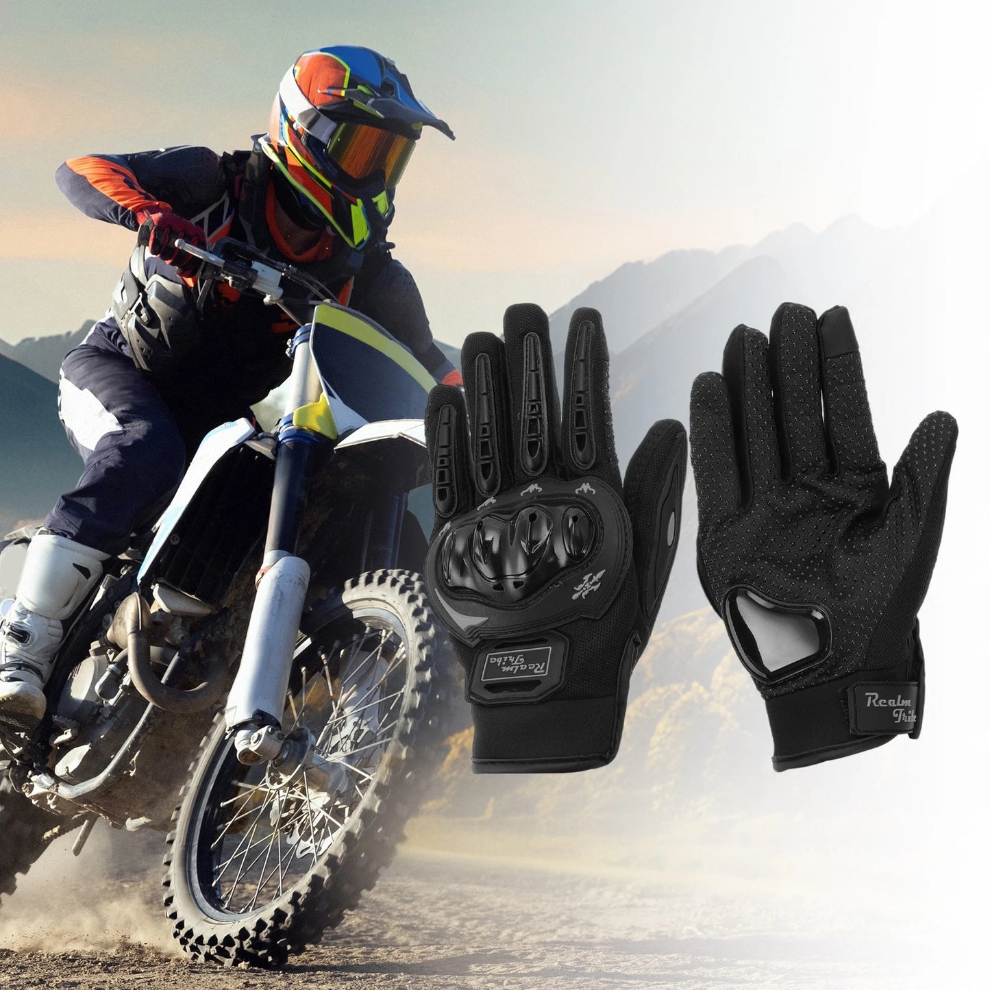 L 1 Pair Motorcycle Gloves Breathable Nylon Outdoor Black for Motorcycle