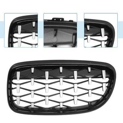Front Hood Bumper Grille for BMW 335d 328i 335i xDrive Silver Tone Pair