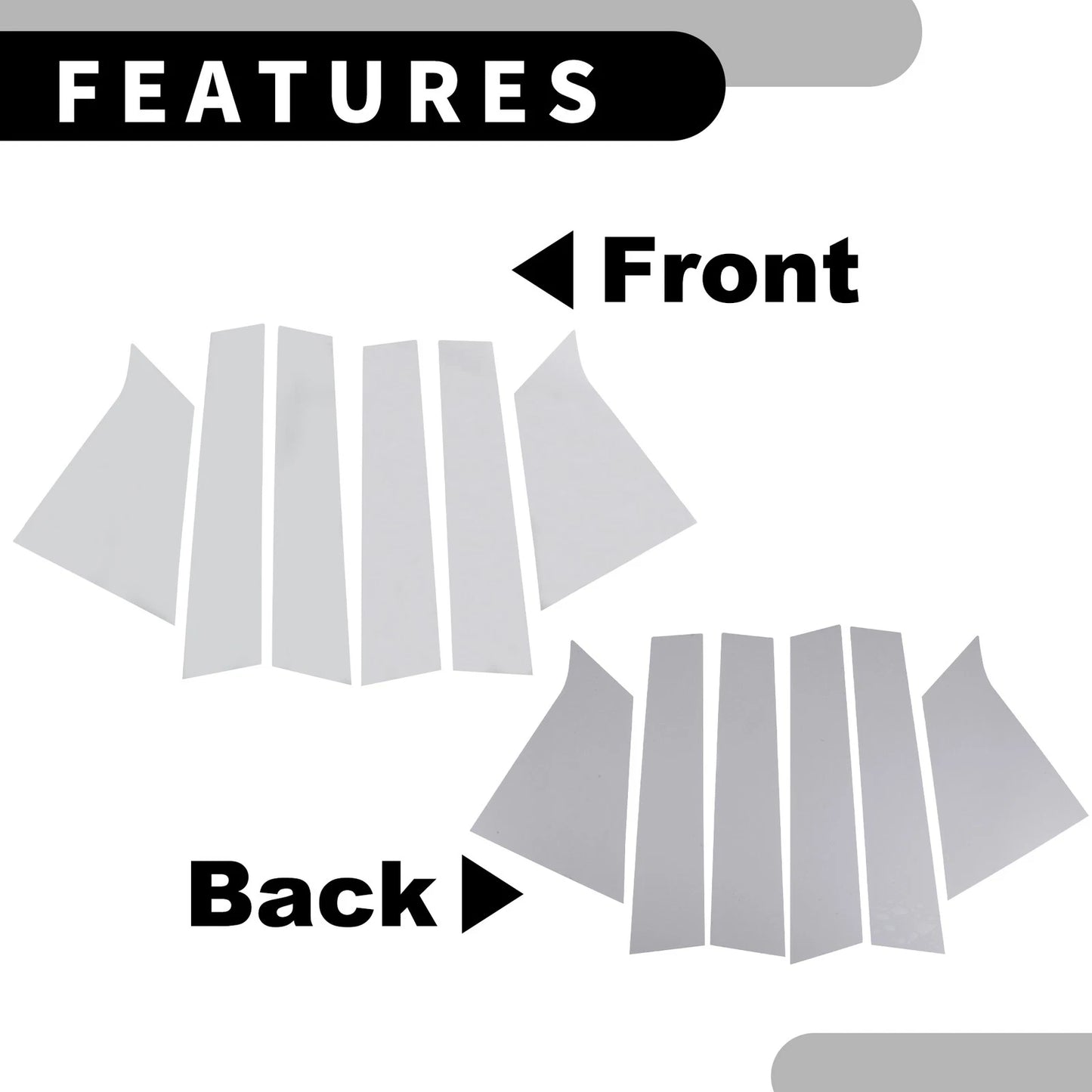 6 x Pillar Window Trim Cover for Chevrolet Malibu (2016-2021) Chrome Silver Tone