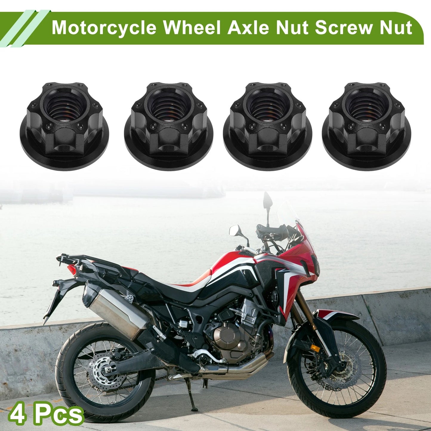 4Pcs Wheel Axle Nut Screw Nut M8 x 1.25 for Cars/Motorcycles/Bicycles