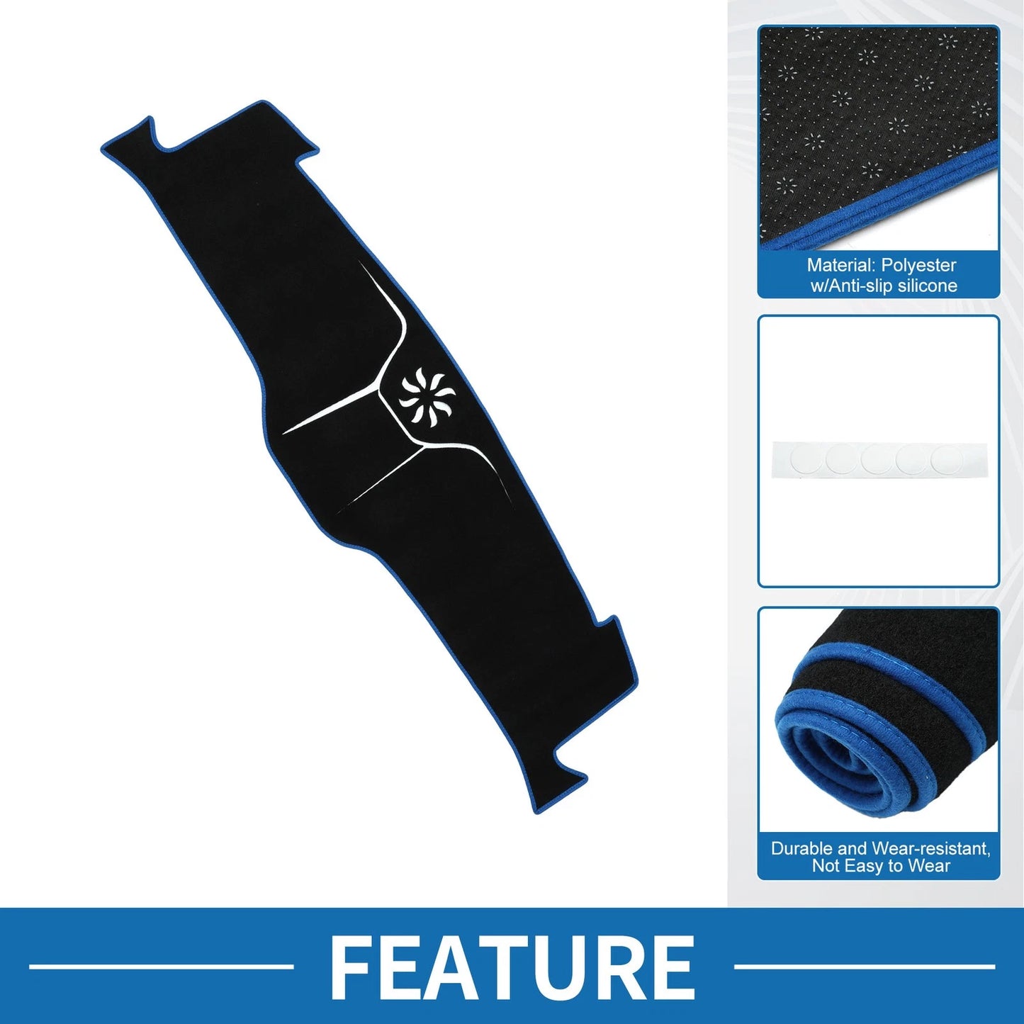 Dashboard Cover Mat for Ford Mustang Mach-E 2021-2024 Black Blue