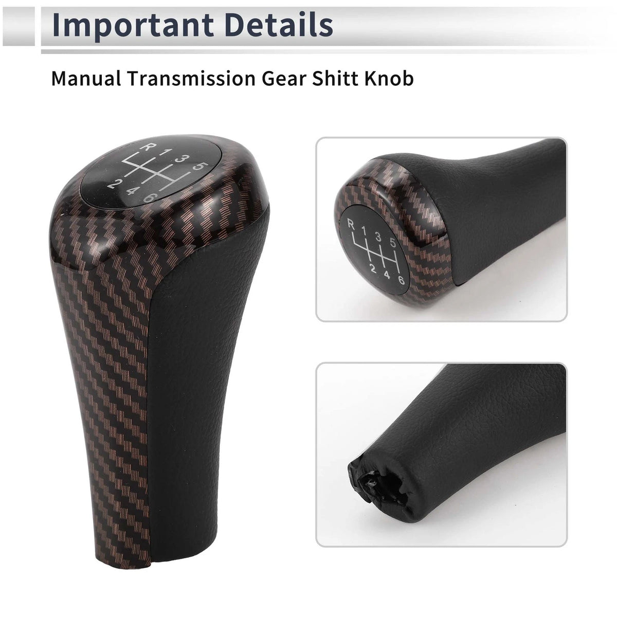 6 Speed Shift Knob for BMW X3 2004-2020 Plastic Stick Shifter Knob Brown Black