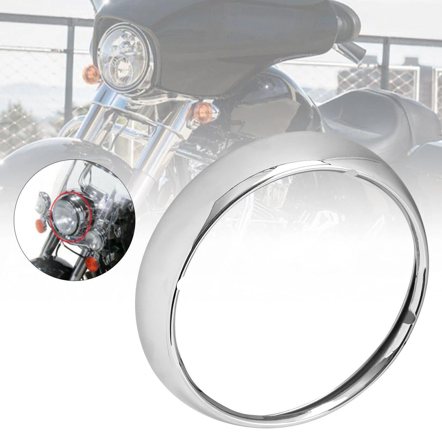 7" Chrome Headlight Bezel Light Cover for Harley Touring, Road King (1983)