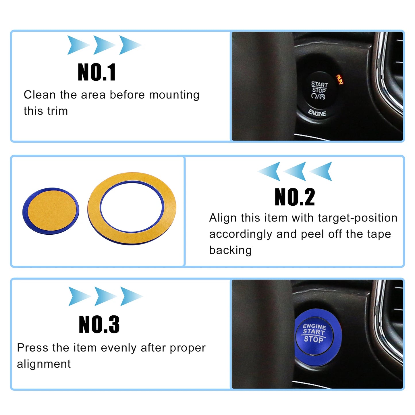 Engine Start Stop Button Cover Trim Kit for Jeep Cherokee & Dodge (2014-2023)