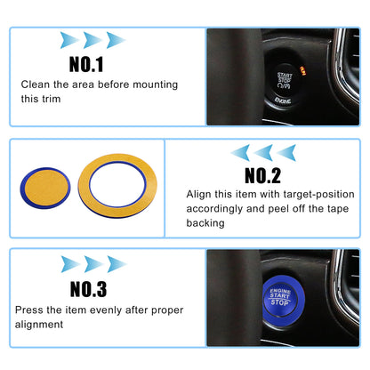 Engine Start Stop Button Cover Trim Kit for Jeep Cherokee & Dodge (2014-2023)