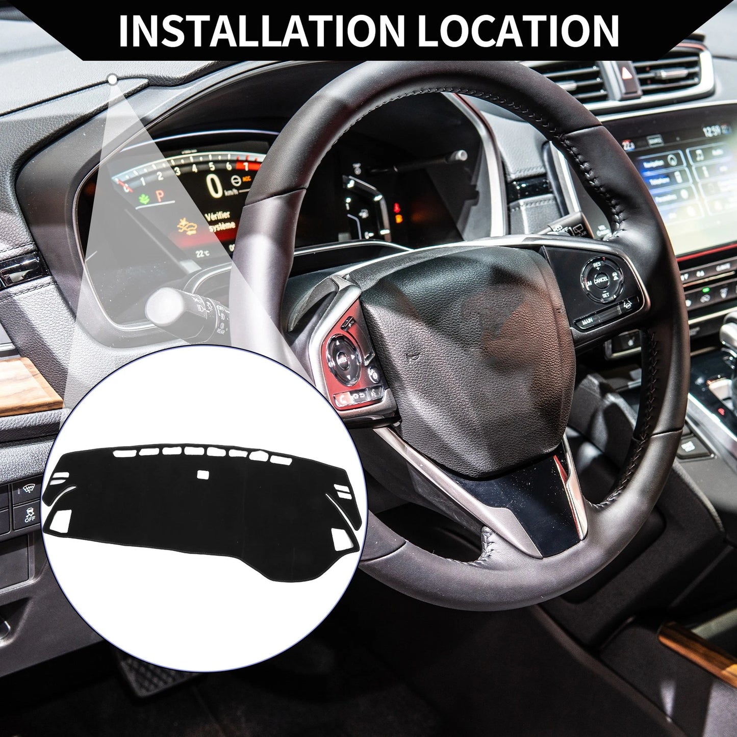 Dashboard Cover Mat for Honda Odyssey 2022-2024 Black 1 Set