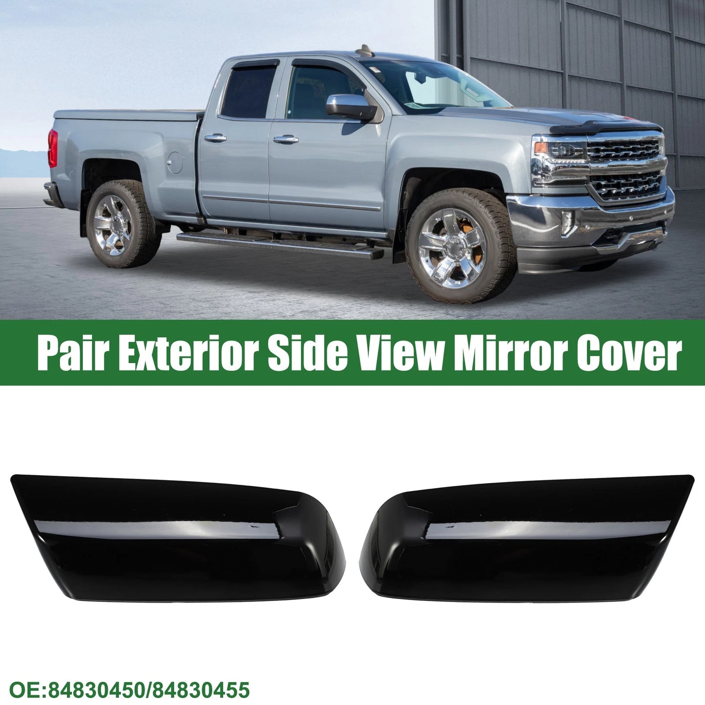 1 x Rearview Mirror Cover for Chevrolet Silverado 1500 Gloss Black (2014-2019)