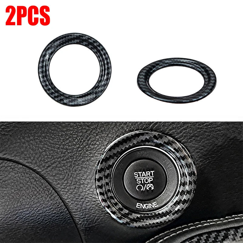 Carbon Fiber Engine Start Push Button Ring Trim for Dodge Challenger (2015-2020)