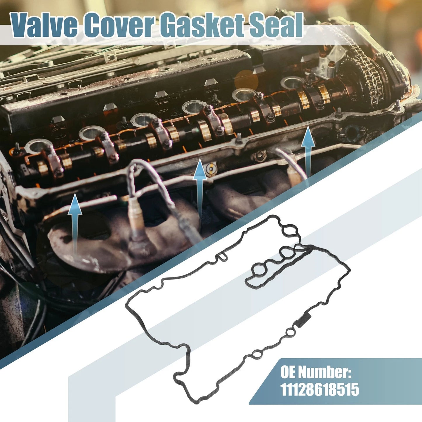 Black Engine Valve Cover Gasket Seal Set for BMW i8 (2014-2020)