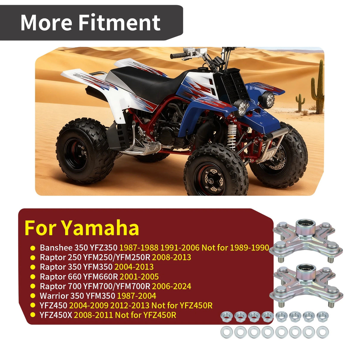 2 x Rear Wheel Hub for Yamaha YFZ450 / YFZ450X (2004–2013)