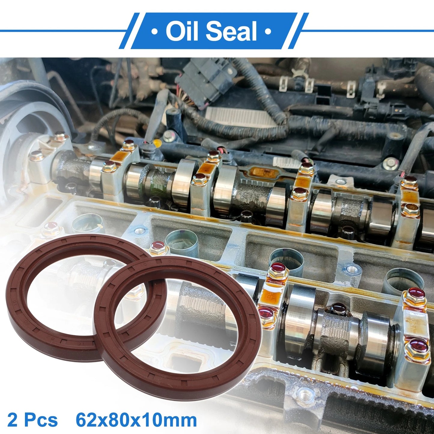 Oil Seal / 62x80x10mm / Seal Ring Rotary Shaft Seal FKM Rubber Brown 2 x