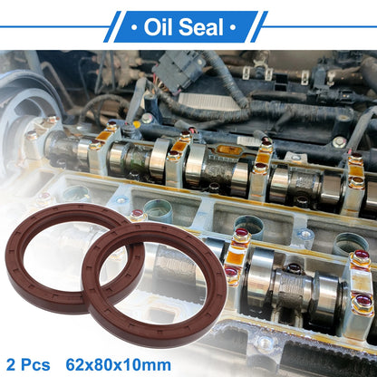 Oil Seal / 62x80x10mm / Seal Ring Rotary Shaft Seal FKM Rubber Brown 2 x