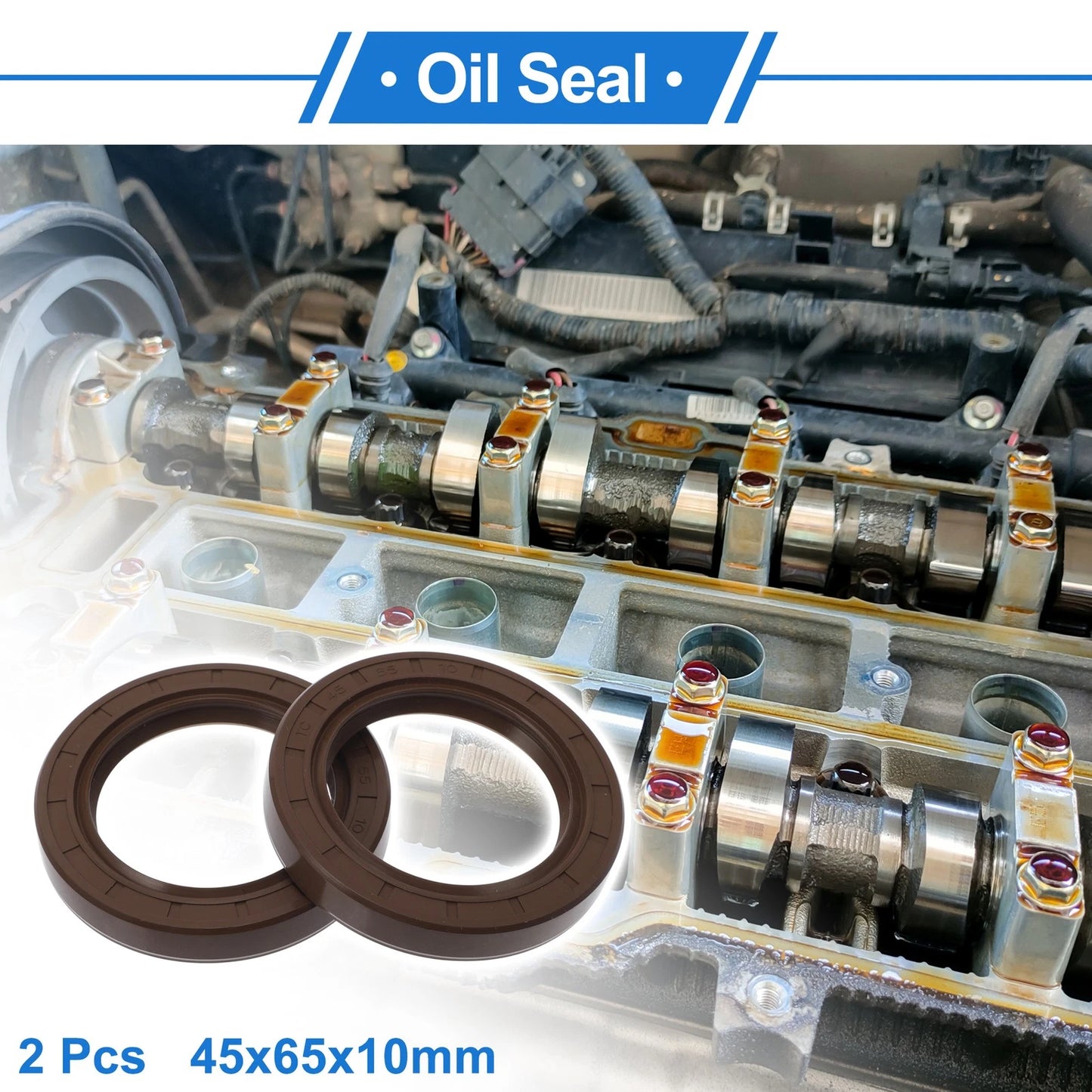 Oil Seal 2 x 45x65x10mm Seal Ring Rotary Shaft Seal FKM Rubber for Make Model