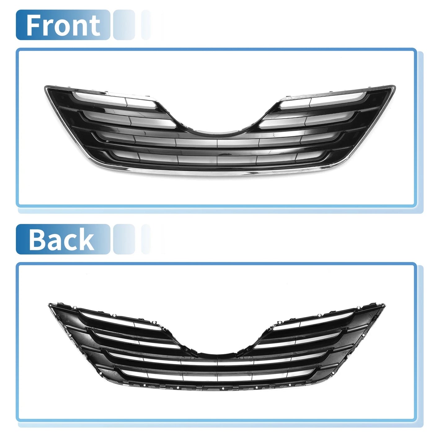 Front Bonnet Bumper Grille for Toyota Camry (2007) - Chrome Silver Black