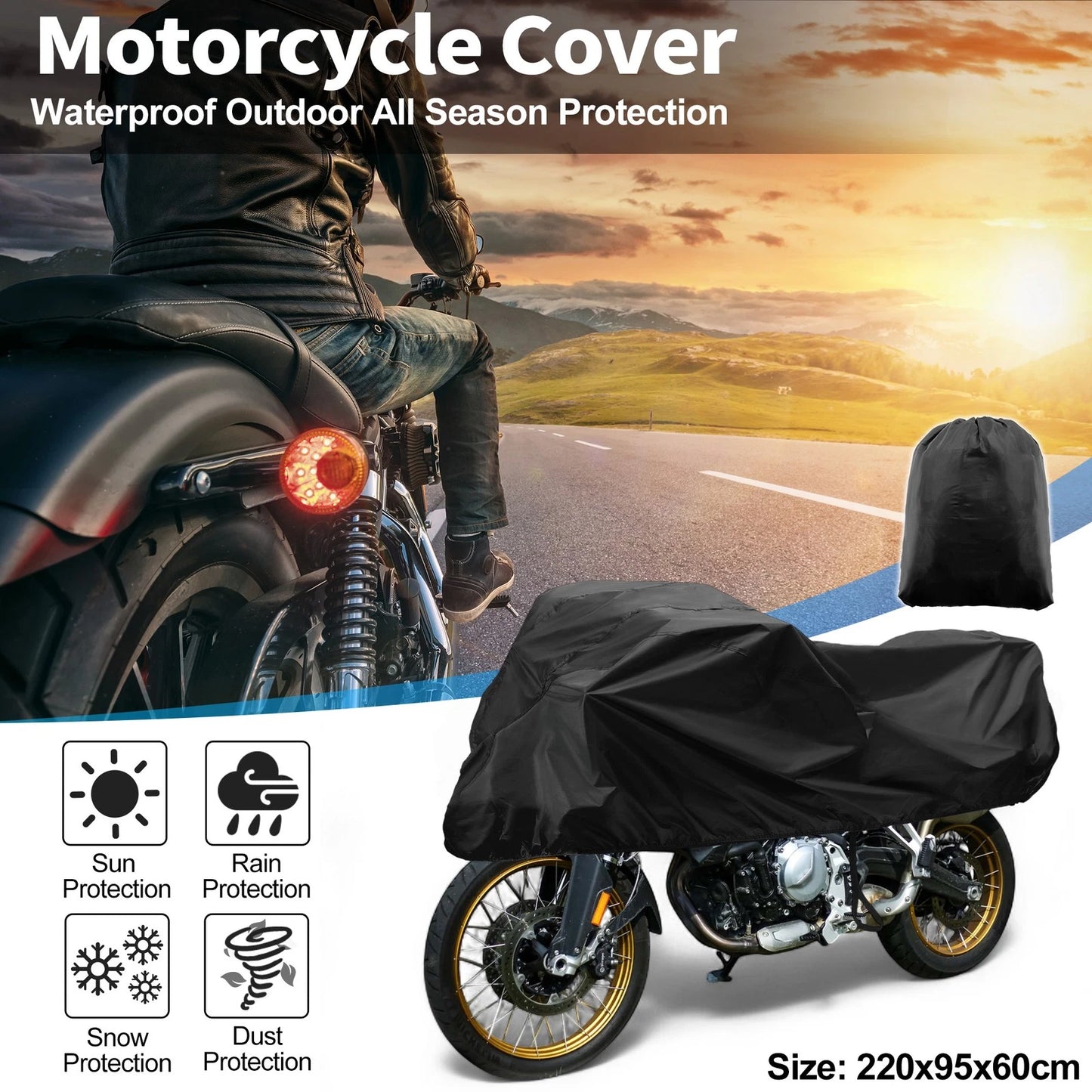 Motorcycle Cover / 96.46x41.34x25.59 / Waterproof Half Cover for Motorcycle