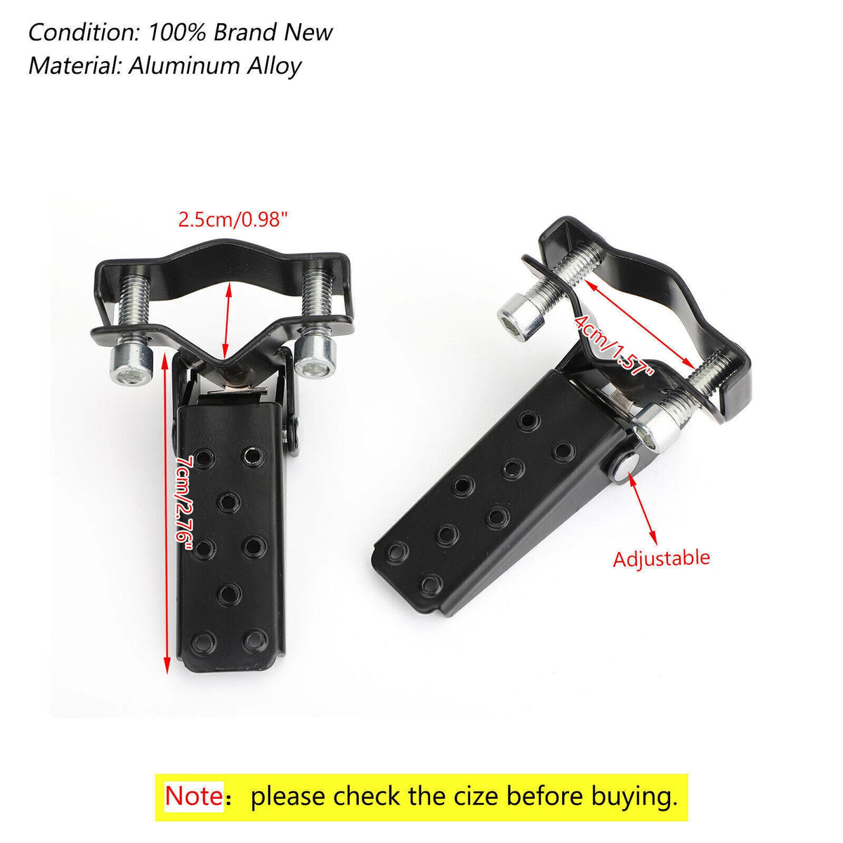 Black Motorcycle Passenger Rear Footrest Pegs for Universal (2015-2023)