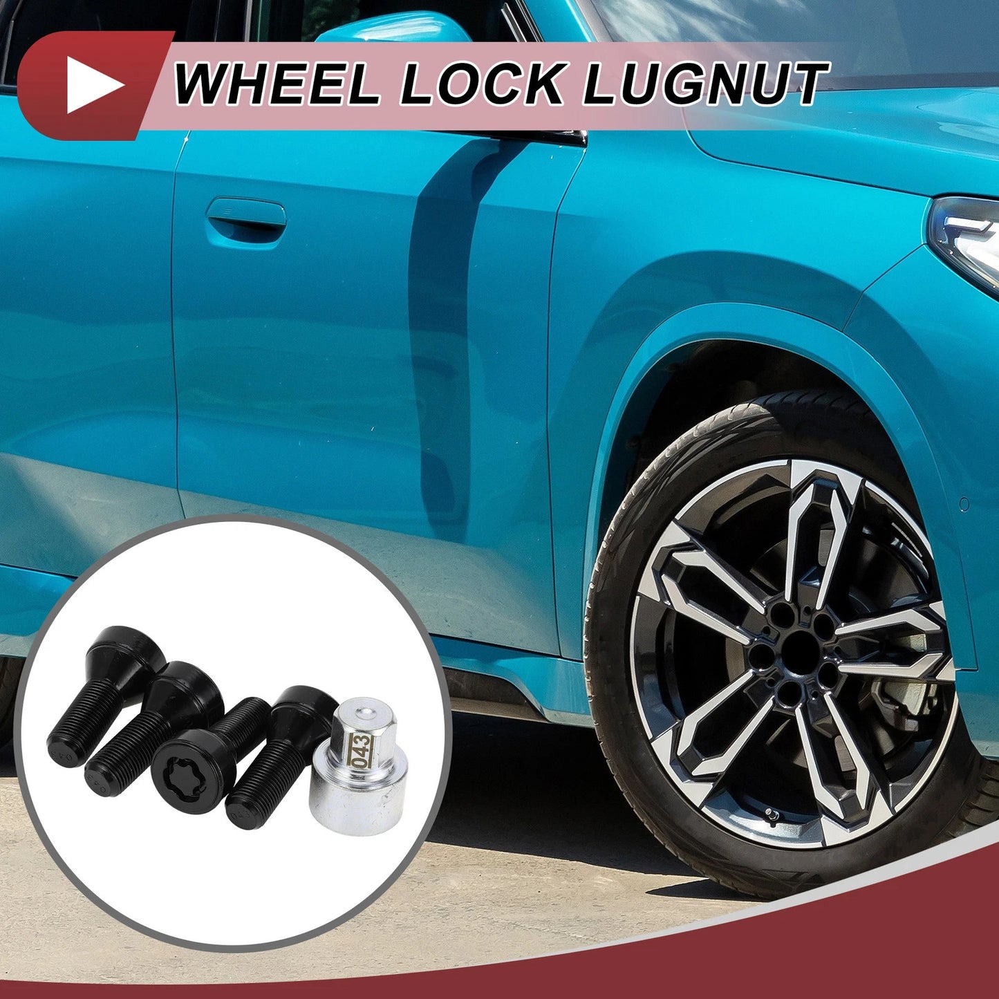 Set of 4 Wheel Lock Lug Nuts with M14x1.25 Key for BMW