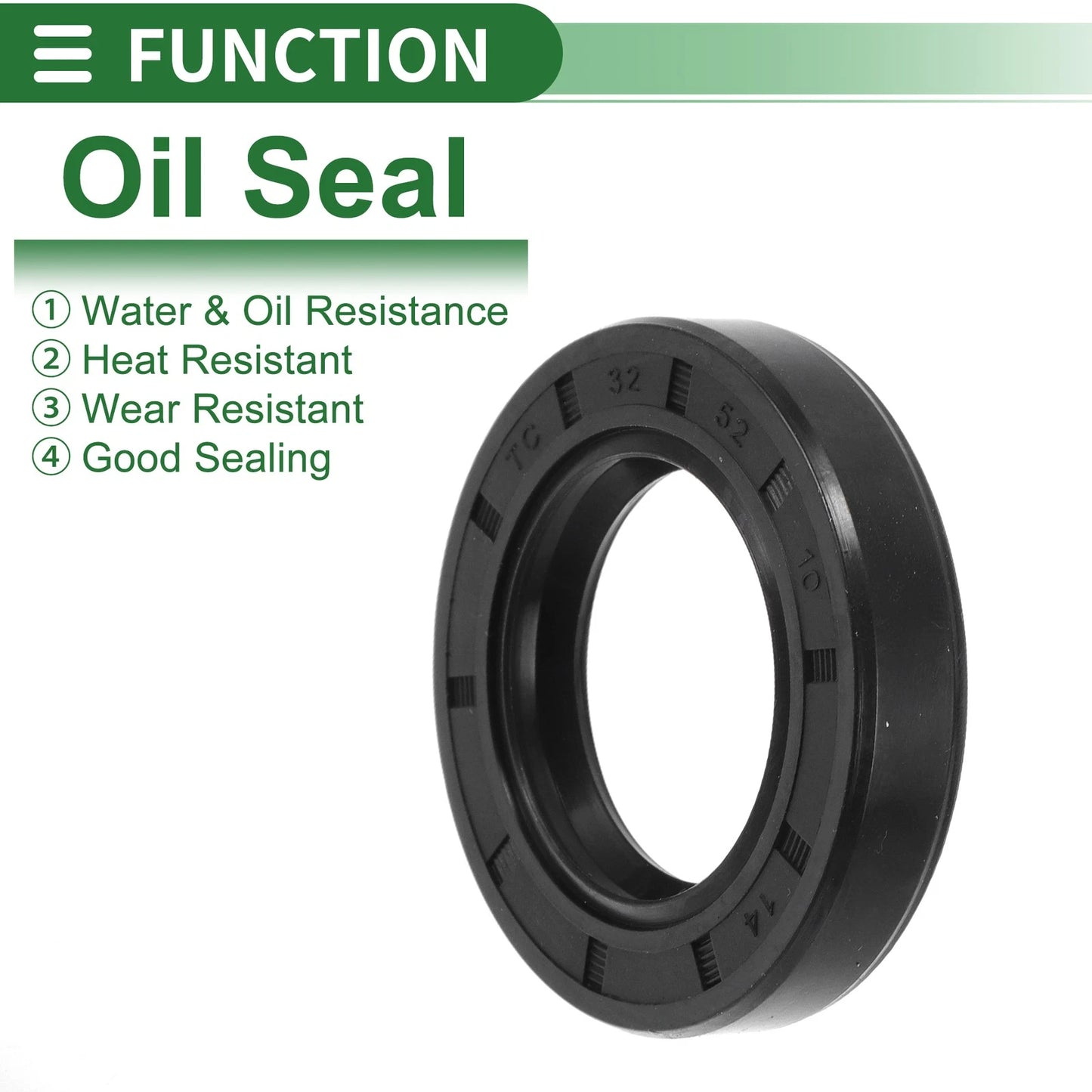 Oil Seal 32x52x10mm 5 Pcs Rotary Shaft Seal NBR Rubber Black