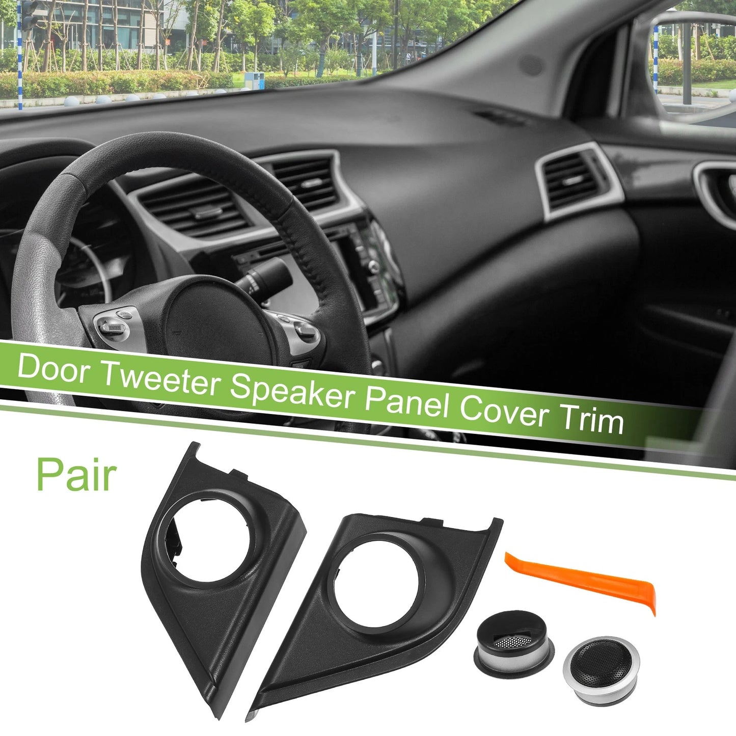 Car Door Tweeter Speaker Cover Trim for Honda CR-V (2017-2019) Black Silver