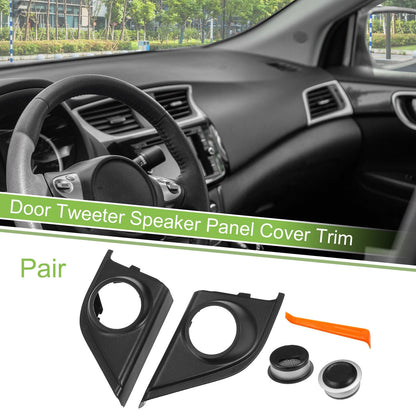 Car Door Tweeter Speaker Cover Trim for Honda CR-V (2017-2019) Black Silver