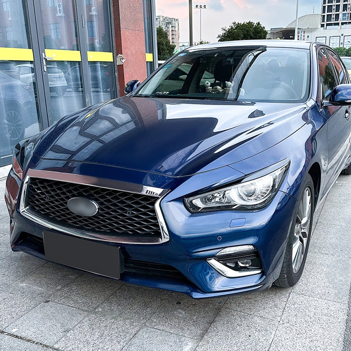 2 x Gloss Black Headlight Eyelid Covers for Infiniti Q50 (2014-2023)