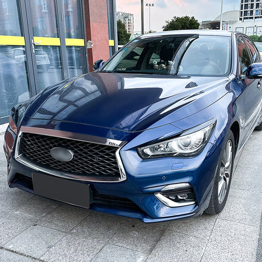 2 x Gloss Black Headlight Eyelid Covers for Infiniti Q50 (2014-2023)