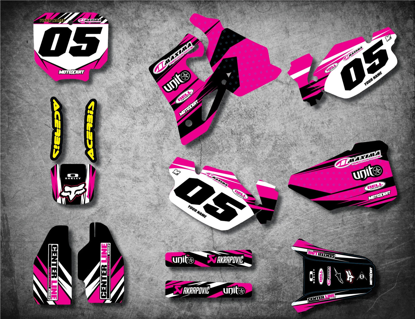 Custom Graphics Full Kit for Honda CR 80 (1996-2002) Digger Pink Stickers