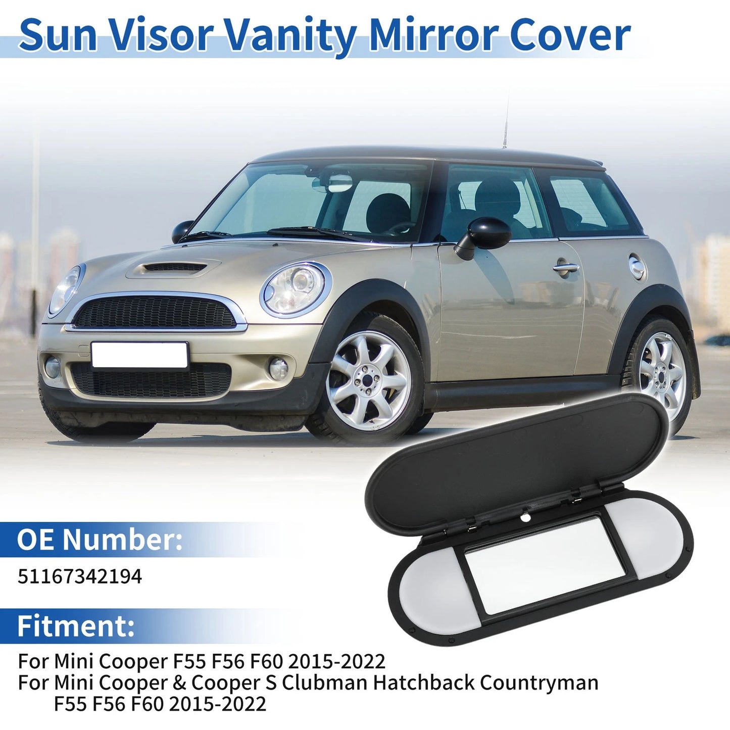 Sun Visor Vanity Mirror Cover for Mini Cooper F55 F56 F60 (2015-2022)