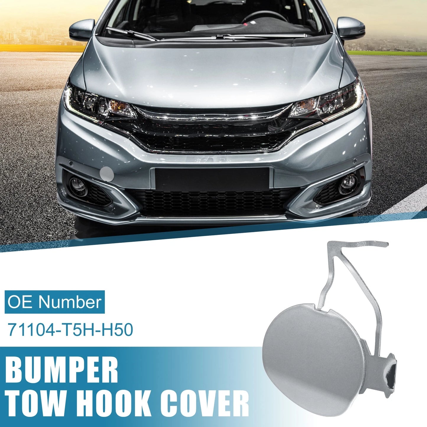 Front Bumper Tow Hook Cover for Honda Fit (2018-2019) Silver Tone