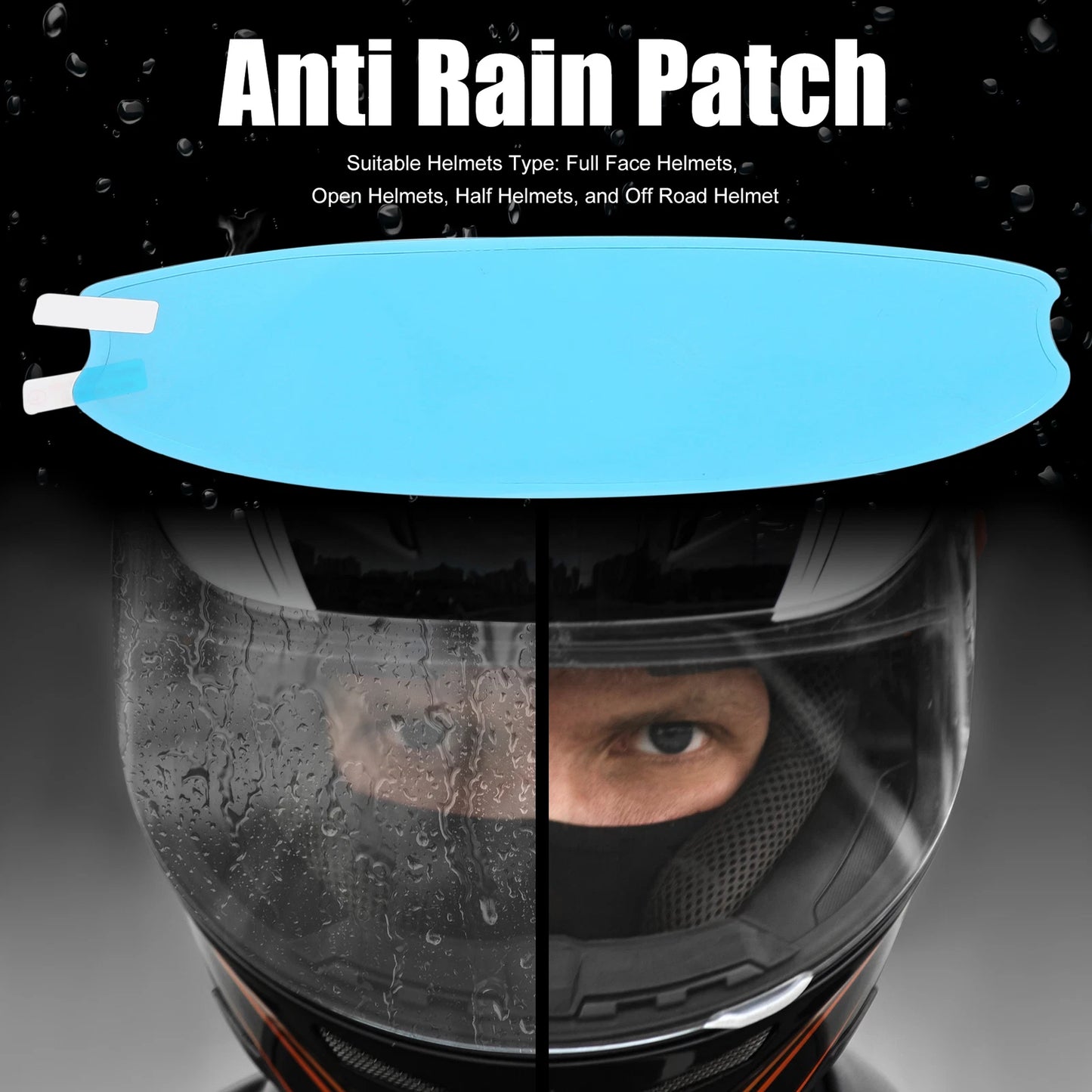 Rain Proof Film / 9.57 x 3.11 in / Lens Sticker for Motorcycle Helmet