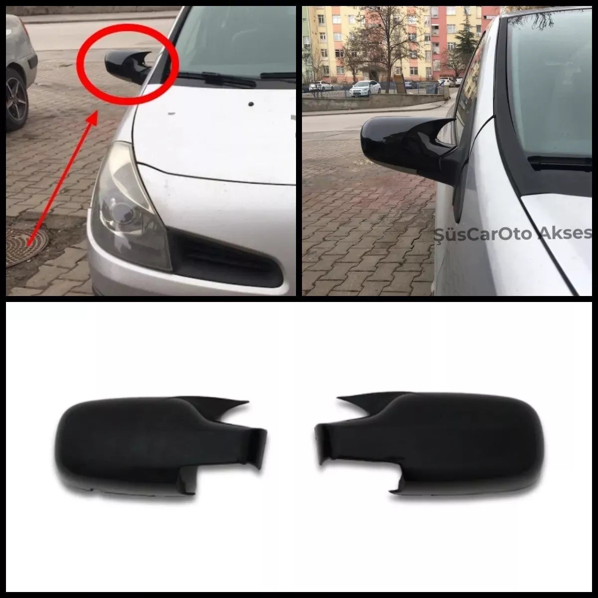 Side View Mirror Covers for Renault Megane 3 Mk3 (2008-2016) - Gloss Black 2 Piece