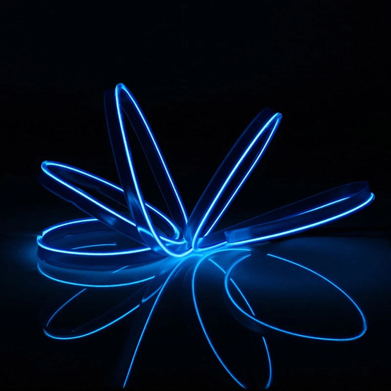 2M Blue Flexible EL Wire Neon Glow Light Strip for Car Home with USB Controller
