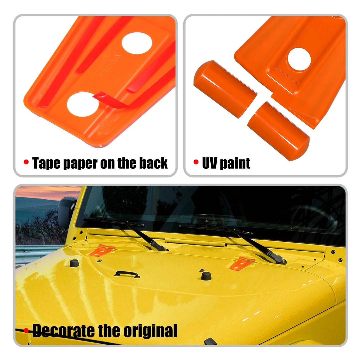 Engine Hood Hinge Covers for Jeep Wrangler 2007-2018 Orange