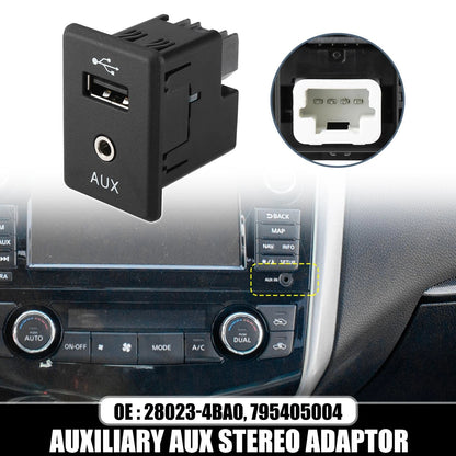 Audio Auxiliary Jack USB Port for Nissan Altima Rogue (2013-2019)