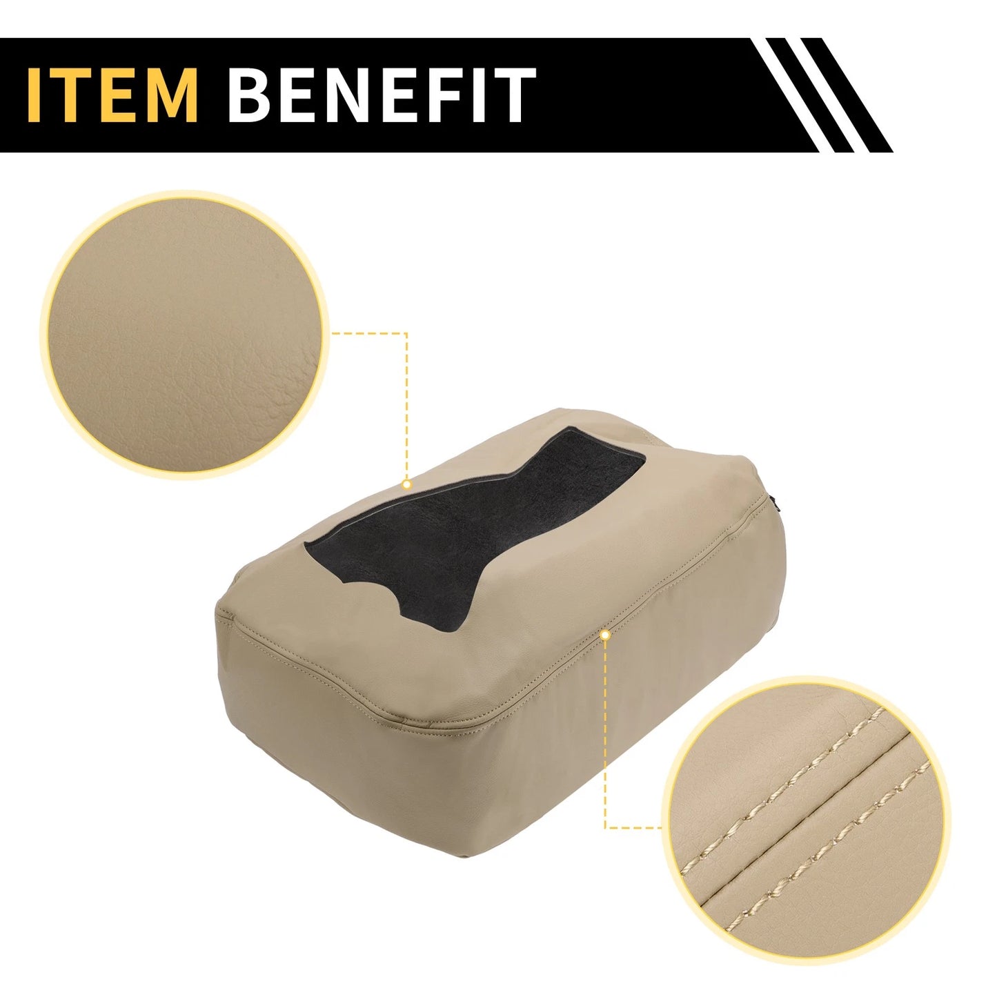 Center Console Cover for Chevrolet Microfiber Leather With Zipper Beige