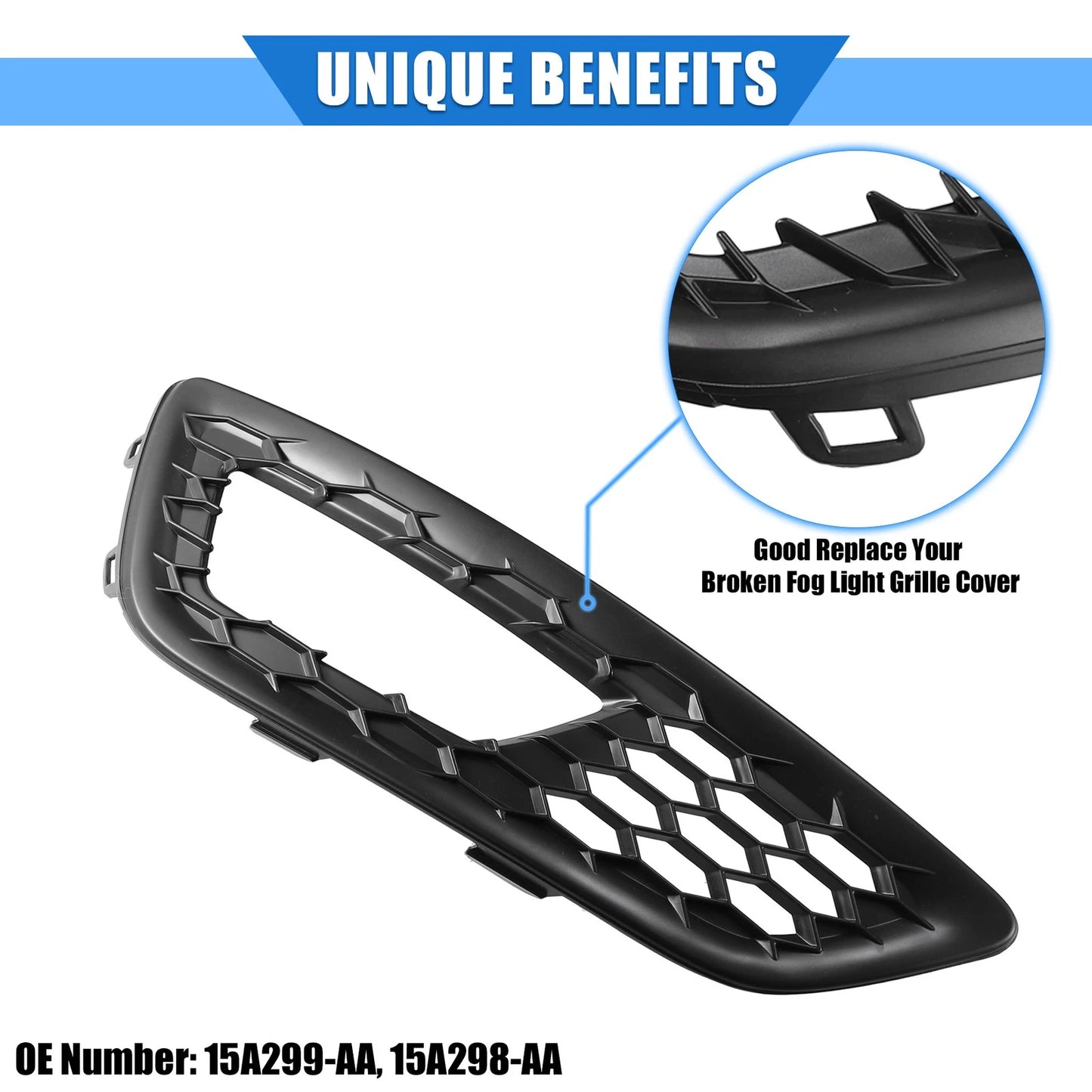 Front Bumper Fog Light Mesh Grille Cover for Ford Focus (2015-2017)