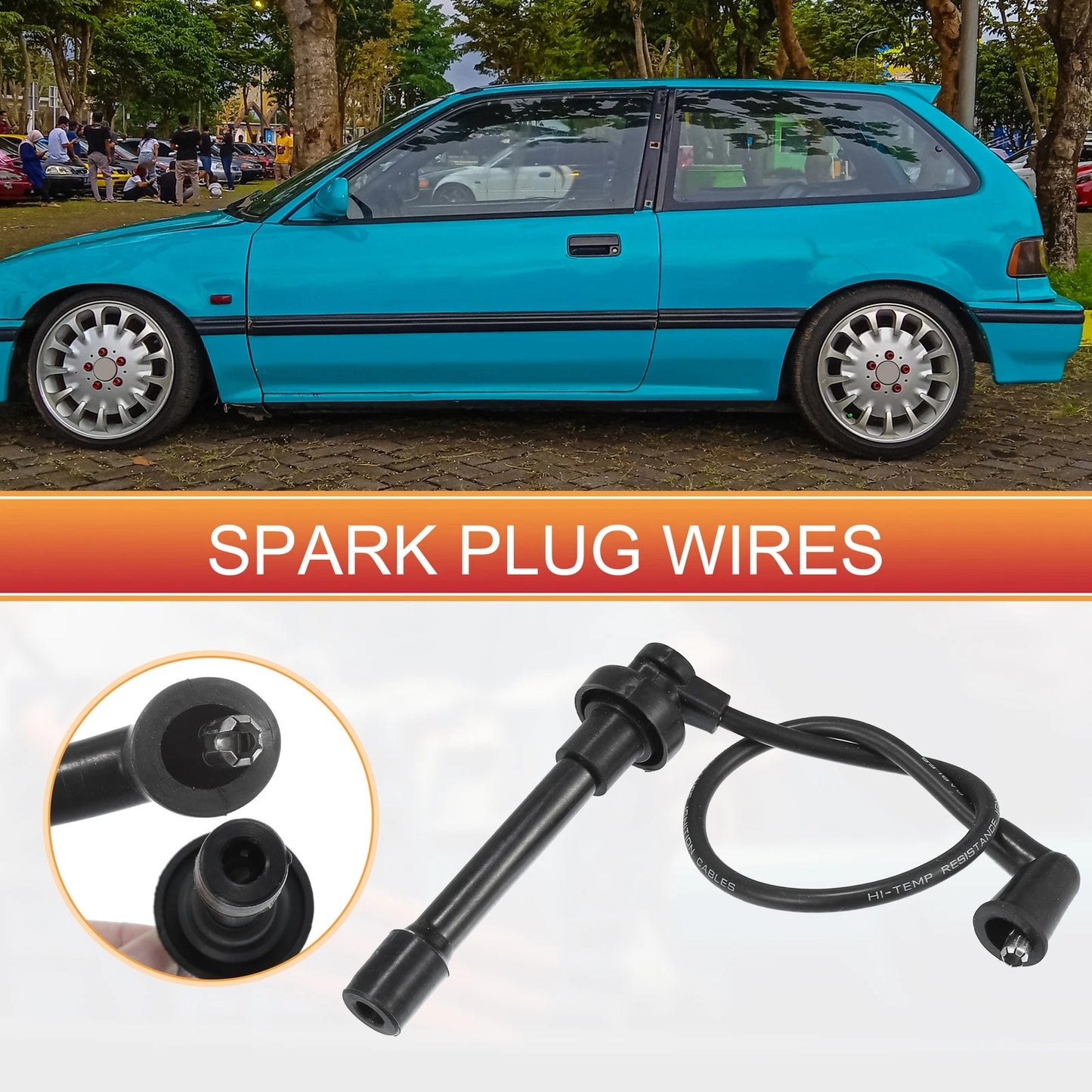 4pcs Spark Plug Wire Ignition Coil Cable for Honda Civic (1991-1995)