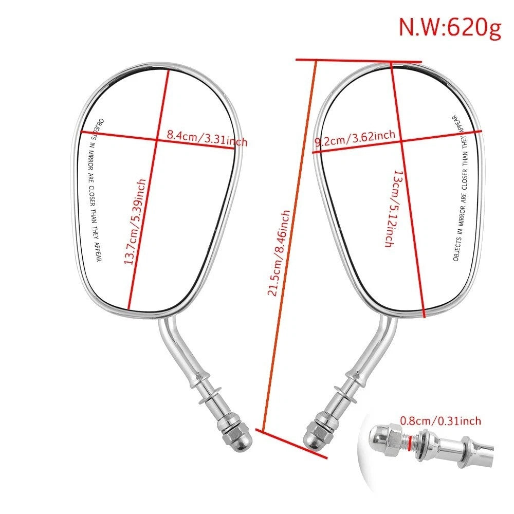 Black Motorcycle Oval Rear View Side Mirrors for HARLEY DAVIDSON
