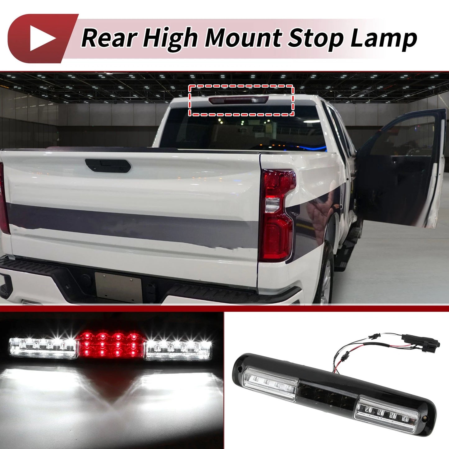 Black White LED Third Brake Light for Chevrolet Silverado 1500 (1999-2006)