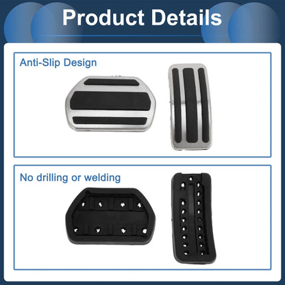 Automatic Footrest Pedals Cover Set for Peugeot 208 (2013-2018) Silver Tone