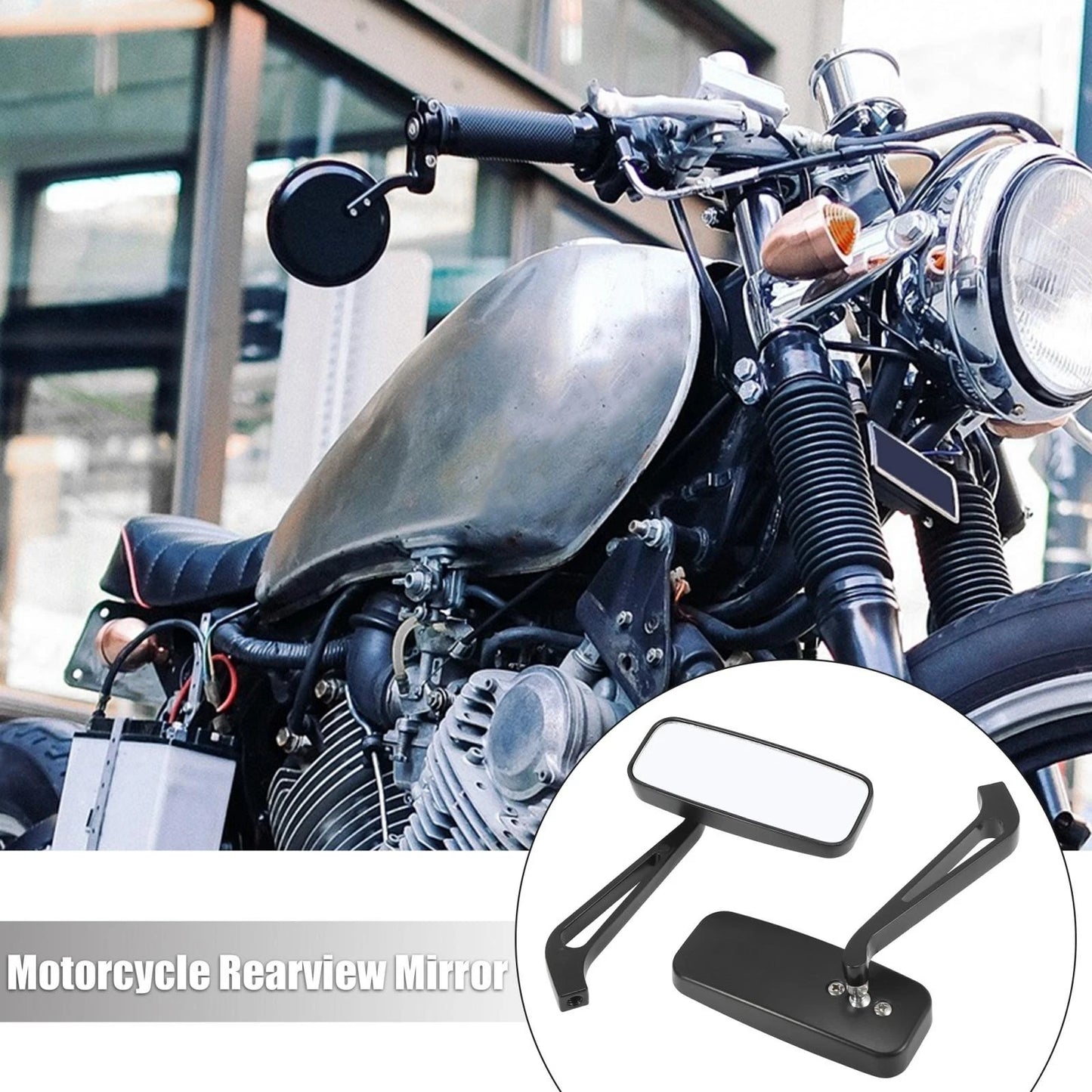 Pair 4.5x1.7 Motorcycle Rearview Mirrors Bar End Side Clear Mirror Black