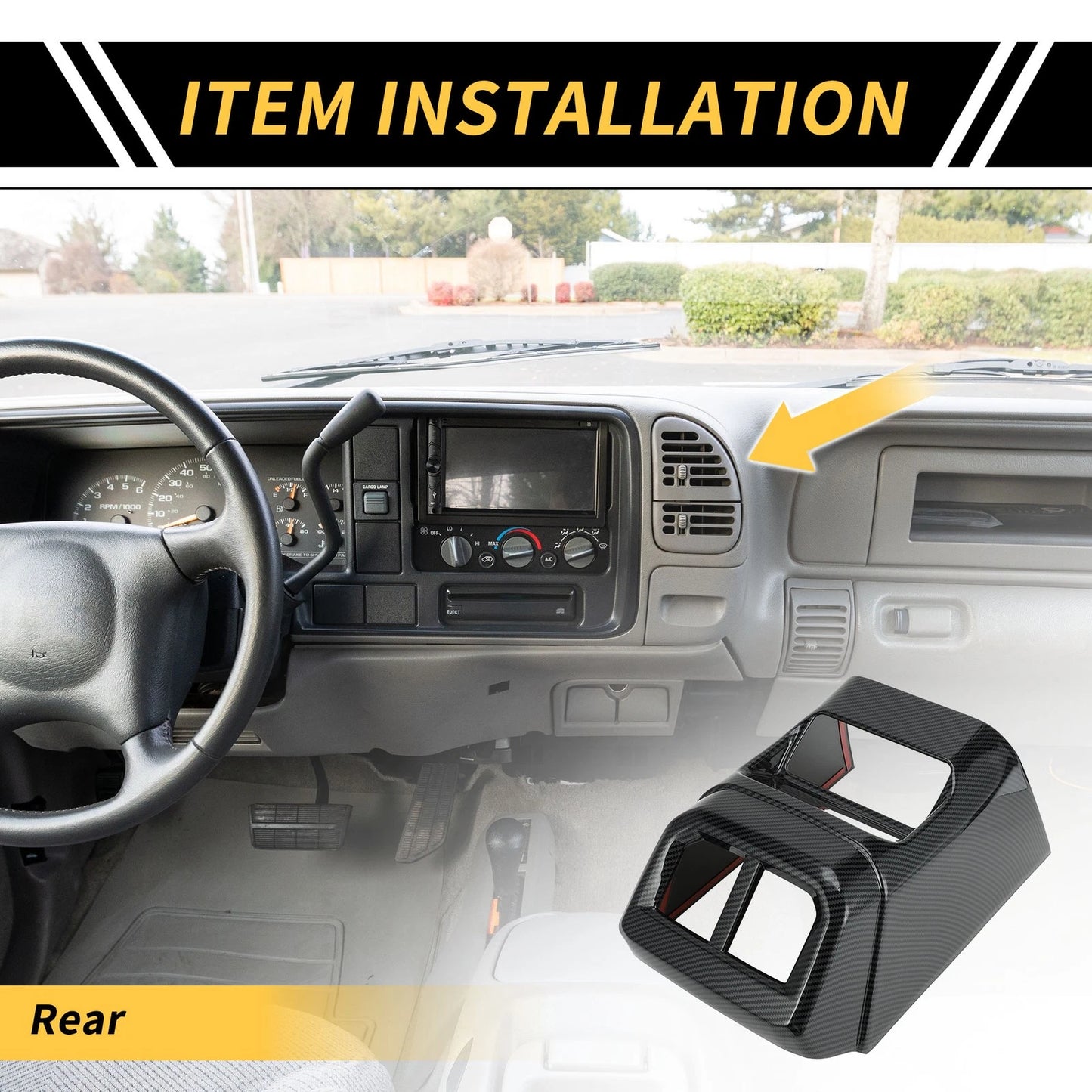 Carbon Fiber Rear Armrest AC Outlet Panel for Ford Ranger (2023-2024)