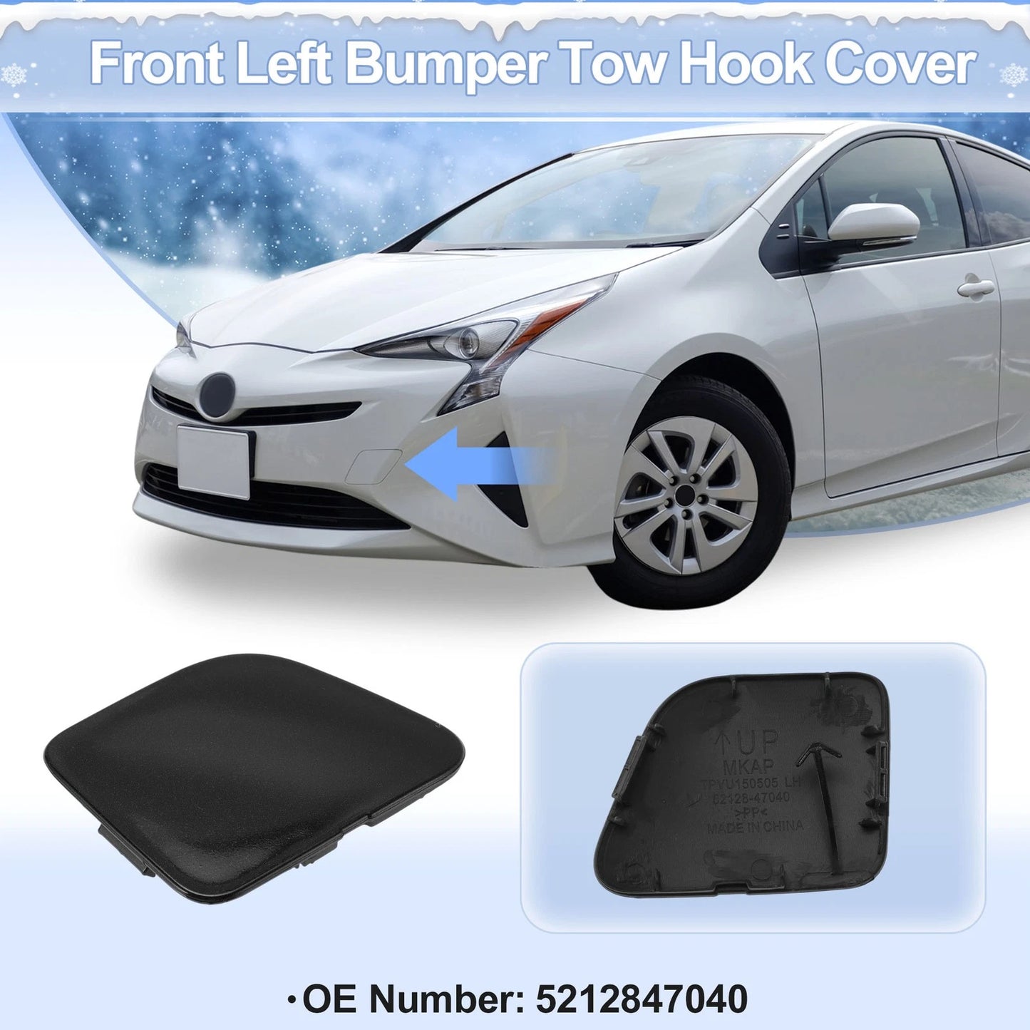 Left Front Car Tow Hook Cover Cap for Toyota Yaris LE (2017–2019)