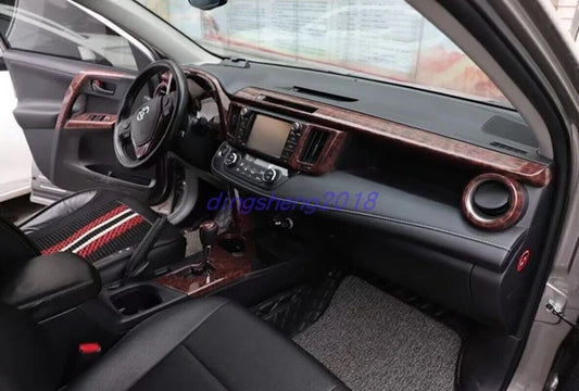 17 x Agate Wood Grain Glossy ABS Interior Trim for Toyota Rav4 (2013–2018)