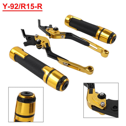 Gold Brake Clutch Levers & Handlebar Grips Set for Yamaha MT-15 XSR155 XTZ125