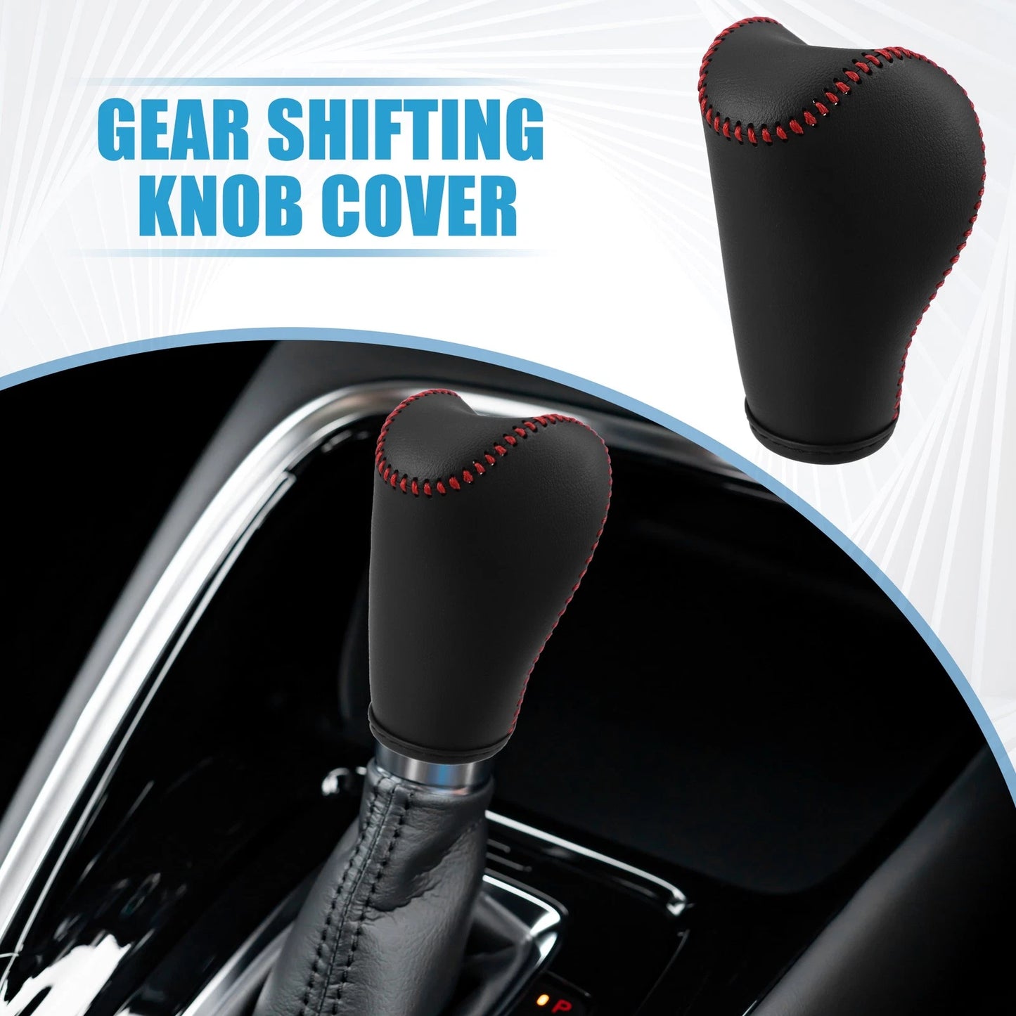 Gear Shifting Knob Cover for Jeep Cherokee (2014-2023) - PU Leather Black Red